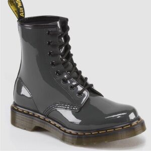 Dr. Martens Patent Gray Lace-Up Combat Boot